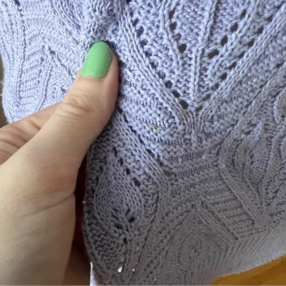 Vintage Lavender Purple Short Sleeve Knit Sweater - Picture 3 of 3